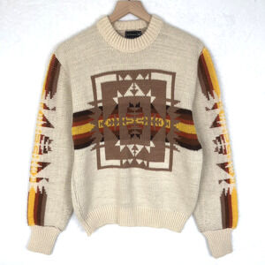 VTG 60s 70s Geometric Intarsia Knit Southwestern Aztec Sweater Sz Med Wintuck‎